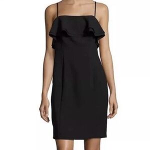 Karl Lagerfeld Little Black Dress Flouncy Ruffle Sheath Cocktail Dress Sz 10